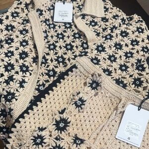 The Upside Cream and Black Crochet Shorts